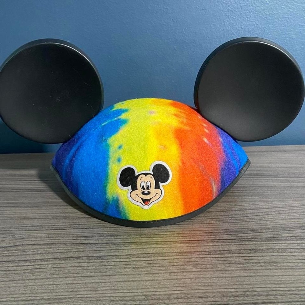 Vintage Disney Mickey Mouse Rainbow Tie-Dye Ears Hat (Adult Size)